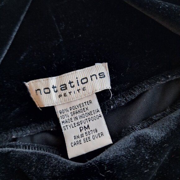 💙 Notations Black Velour Wide Elastic Waistband Wide Leg Cropped Pants Size M/L - Picture 5 of 8